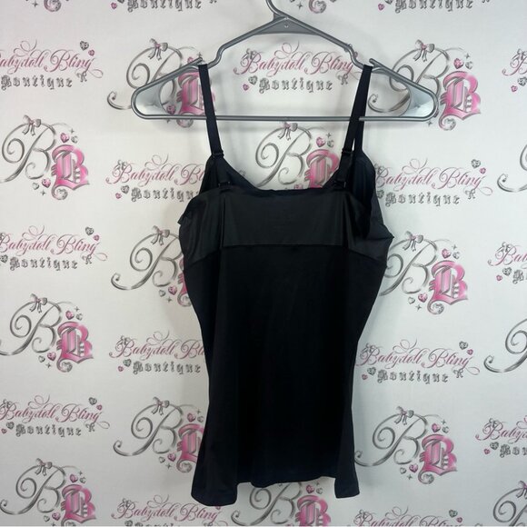 Love your assets tank top black shiny shimmer Chic Black Camisole Top - Picture 2 of 15